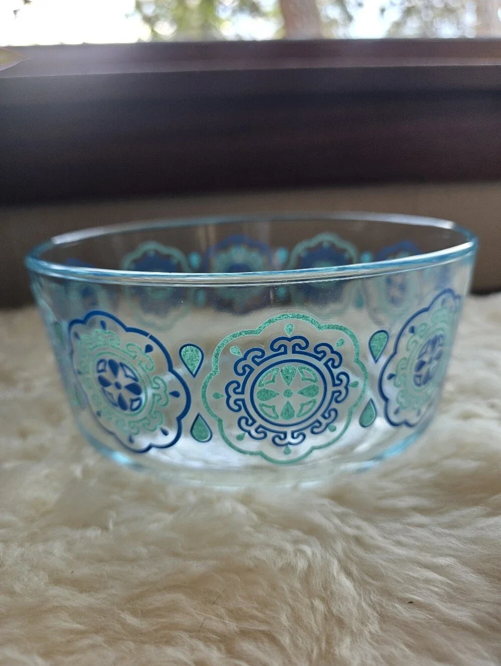 Vintage Pyrex 2.5L Blue Medallion Glass Mixing Bowl 8.5